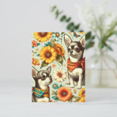 キュートレトロチワワイラストレーション ポストカード (スタンド正面)