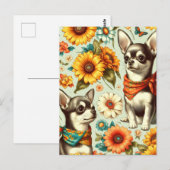 キュートレトロチワワイラストレーション ポストカード (正面/裏面)