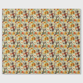 キュートレトロチワワイラストレーション ラッピングペーパー (フラット)