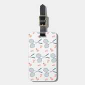 キュートレトロバドミントンバーディラケットカスタム ラゲッジタグ (正面縦)