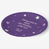 キュートレトロパステルスターズダークパープル子供の誕生日 ペーパープレート (アングル)