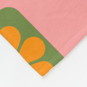 キュートレトロヒッピーフラワーチェッカーボードピンクグリーン  フリースブランケット (角)