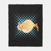 キュートレトロビベスチ吹ックズバブルグムブラック フリースブランケット (正面)