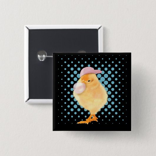 キュートレトロビベスチ吹ックズバブルグムブラック 缶バッジ (正面&裏面)