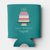 キュートレトロピンクパステルガーリーお誕生日ケーキ 缶クーラー (裏面)