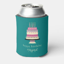 キュートレトロピンクパステルガーリーお誕生日ケーキ