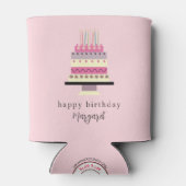 キュートレトロピンクパステルガーリーお誕生日ケーキ 缶クーラー (裏面)