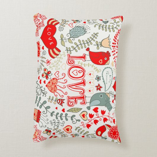 キュートレトロフローラバレンタインデザイン アクセントクッション (裏面(縦))