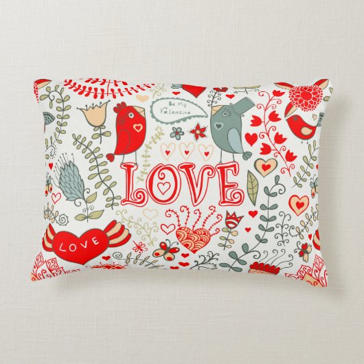 キュートレトロフローラバレンタインデザイン アクセントクッション (裏面)