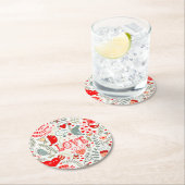 キュートレトロフローラバレンタインデザイン ラウンドペーパーコースター (インサイチュ)