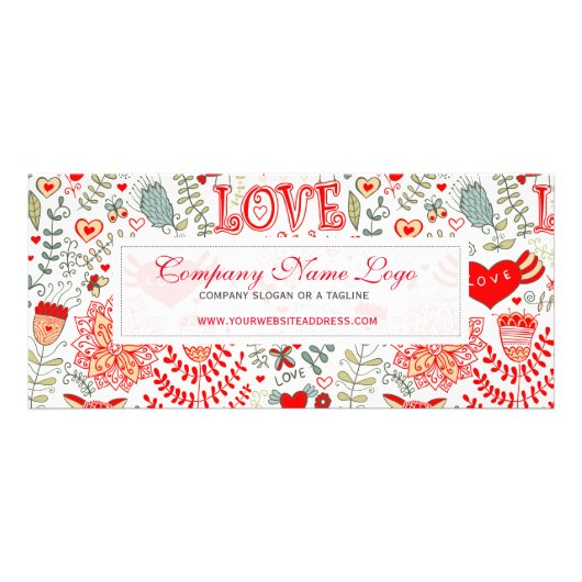 キュートレトロフローラバレンタインデザイン ラックカード (正面)