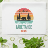 キュートレトロマウンテンレイクタホお土産 キッチンタオル (折り畳み)