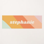 キュートレトロミントパステルジオメトリックストライプ |名前 ヨガマット (正面(横))