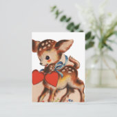 キュートレトロヴィンテージバレンタインディアホリデー シーズンポストカード (スタンド正面)