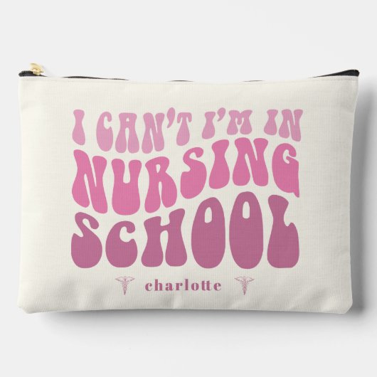 キュートレトロ登録ナース卒業ギフトカスタム アクセサリーポーチ (正面)