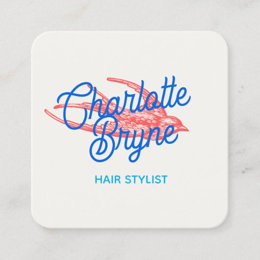 キュートレトロ美容師スワロースクエア スクエア名刺 (正面)