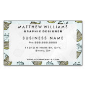 キュートレモネードメイソンジャーサマードリンクティール（緑がかった色）パターン マグネット名刺 (正面)