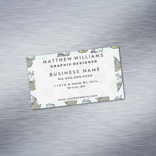 キュートレモネードメイソンジャーサマードリンクティール（緑がかった色）パターン マグネット名刺 (インサイチュ)