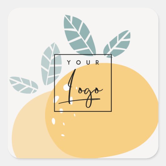 キュートレモングリーン抽象芸術フルーティはっきりしたシトラスロゴ スクエアシール (正面)
