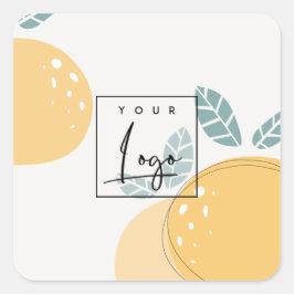 キュートレモングリーン抽象芸術フルーティはっきりしたシトラスロゴ スクエアシール