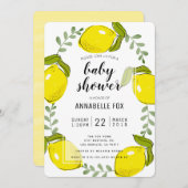キュートレモンシトラスホワイトベビーシャワー招待状 招待状 (正面/裏面)