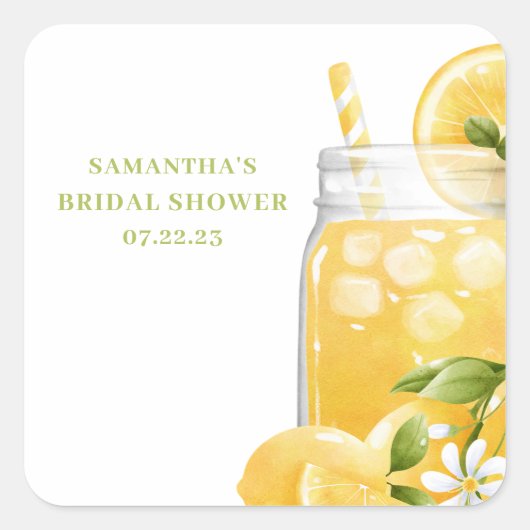キュートレモンシトラスレモネードブライダルシャワー スクエアシール (正面)