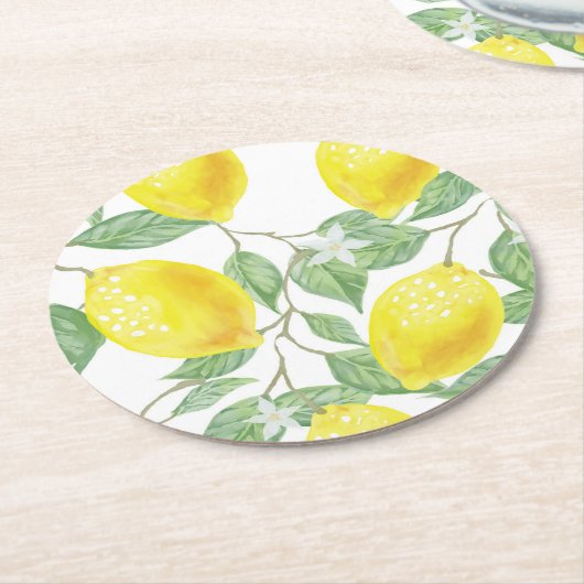 キュートレモンズ葉ズ紙コースター ラウンドペーパーコースター (アングル)