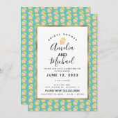 キュートレモンピンクドリップシンプルブライダルシャワー 招待状 (正面/裏面)