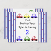 キュートレーシングカー誕生日招待状 招待状 (正面/裏面)