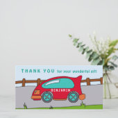 キュートレースカーレッドボーイ誕生日サンキューカード サンキューカード (スタンド正面)