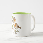 キュートロパーソナライズされたビンレッドブレストバードマグ ツートーンマグカップ (正面右)