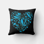 キュートロマンチック抽象芸術ハートデザインティール(緑がかった色)ブルー クッション (裏面)