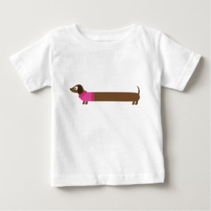 キュートロングダックスフントイラストレーション ベビーTシャツ
