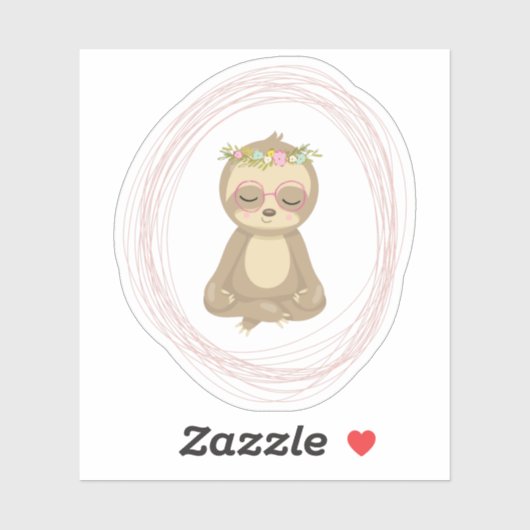 キュートロータスヨガスロートアートイラストレーション シール (シート)