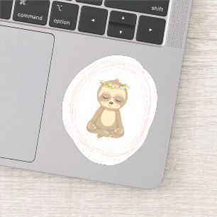 キュートロータスヨガスロートアートイラストレーション シール