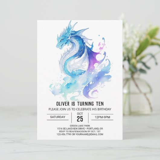 キュートローリングおもしろいドラゴンアドベンチャー誕生日 招待状 (スタンド正面)