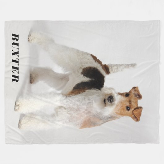 キュートワイヤーキツネテリアドッグ写真 フリースブランケット (正面(横))