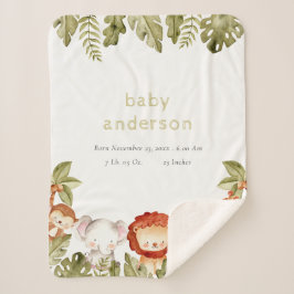 キュートワイルドトロピカルサファリアニマルズベビー誕生統計 シェルパブランケット