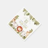 キュートワイルドトロピカルサファリアニマルズ子供の誕生日 スタンダードカクテルナプキン (角)