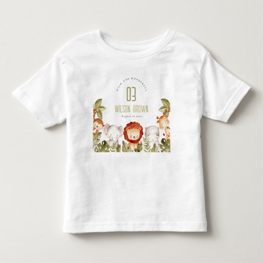 キュートワイルドトロピカルサファリアニマルズ子供の誕生日 トドラーTシャツ (正面)