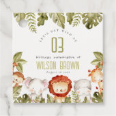 キュートワイルドトロピカルサファリアニマルズ子供の誕生日 フェイバータグ (正面)