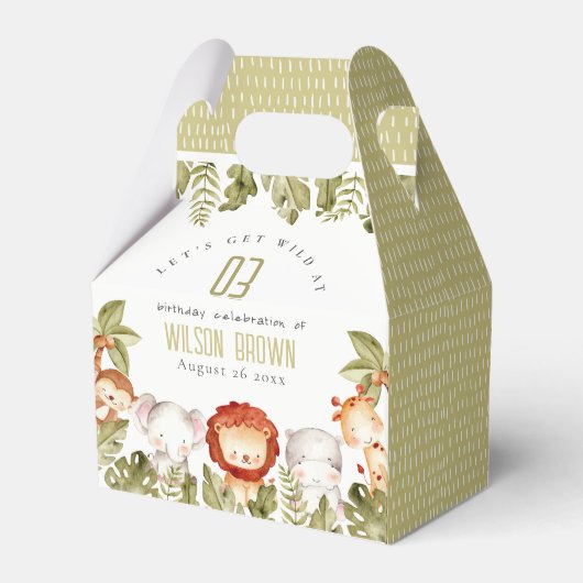 キュートワイルドトロピカルサファリアニマルズ子供の誕生日 フェイバーボックス (裏面サイド)