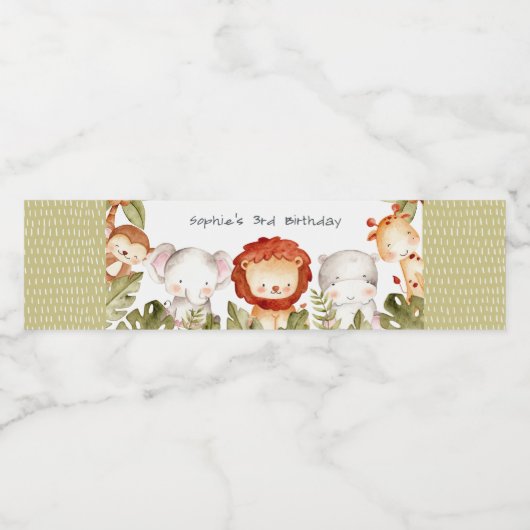 キュートワイルドトロピカルサファリアニマルズ子供の誕生日 ペットボトルラベル (シングルラベル)