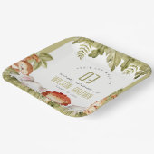 キュートワイルドトロピカルサファリアニマルズ子供の誕生日 ペーパープレート (傾斜あり)