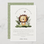 キュートワイルドトロピカルジャングルアニマルライオン誕生日 サンキューカード (正面/裏面)