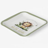 キュートワイルドトロピカルジャングルアニマルライオン誕生日 ペーパープレート (傾斜あり)