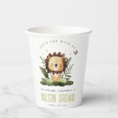 キュートワイルドトロピカルジャングルアニマルライオン誕生日 紙コップ (正面)