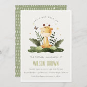 キュートワイルドトロピカルジャングルアニマル子供の誕生日 招待状 (正面/裏面)