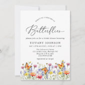キュートワイルドフラワーズバタフライフローラブライダルシャワー 招待状 (正面)