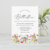 キュートワイルドフラワーズバタフライフローラブライダルシャワー 招待状 (スタンド正面)